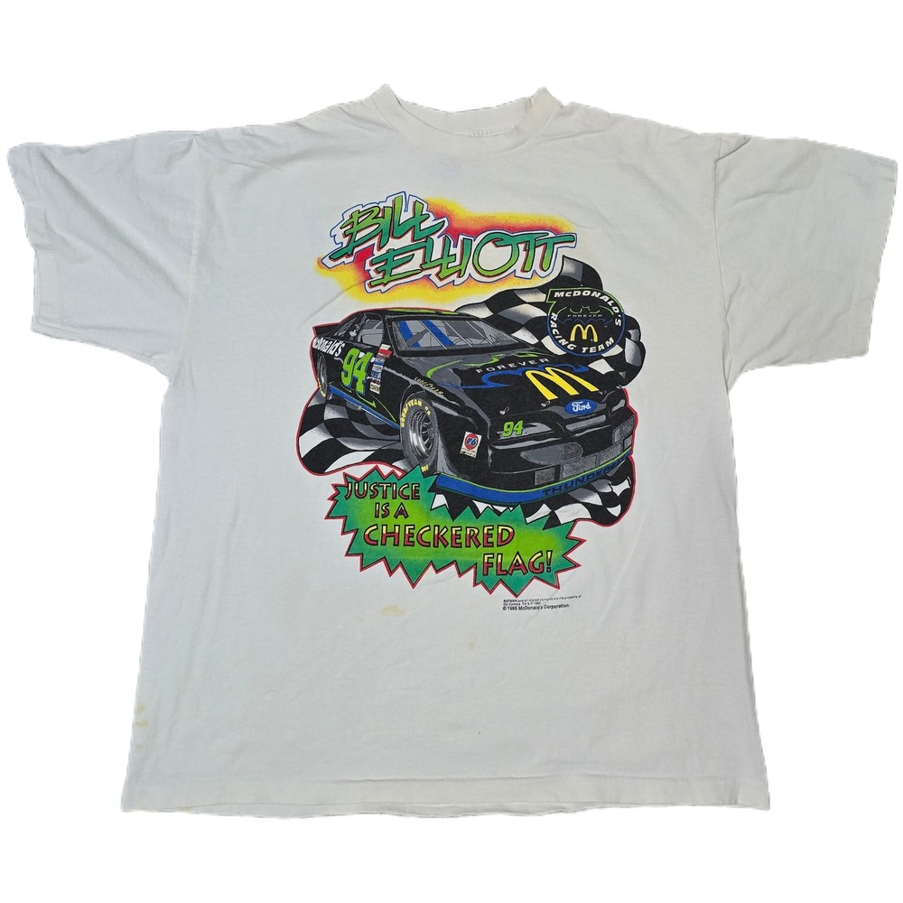 1995 Bill Elliott McDonald's Racing Team 94 Nascar T-Shirt Batman Forever (F)